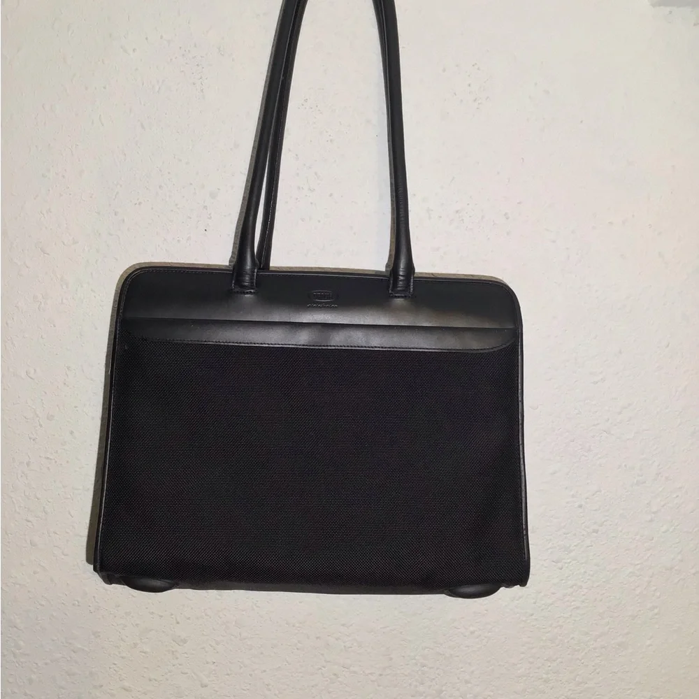 Bric’s black nylon/leather laptop shoulder bag